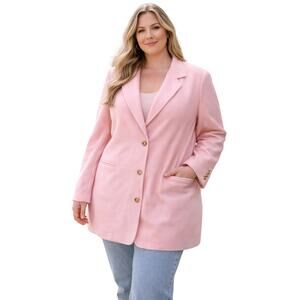 Vintage Papillon Petal Pink Wool Cashmere Blazer Women’s 14W USA Made cocquette